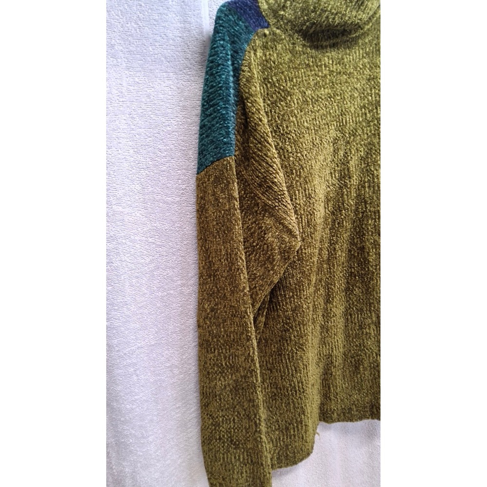 Vintage AllPoints ChenilleColorblock PatchworkTurtleneck SweaterGreen Blue L
(8) - Picture 7 of 9